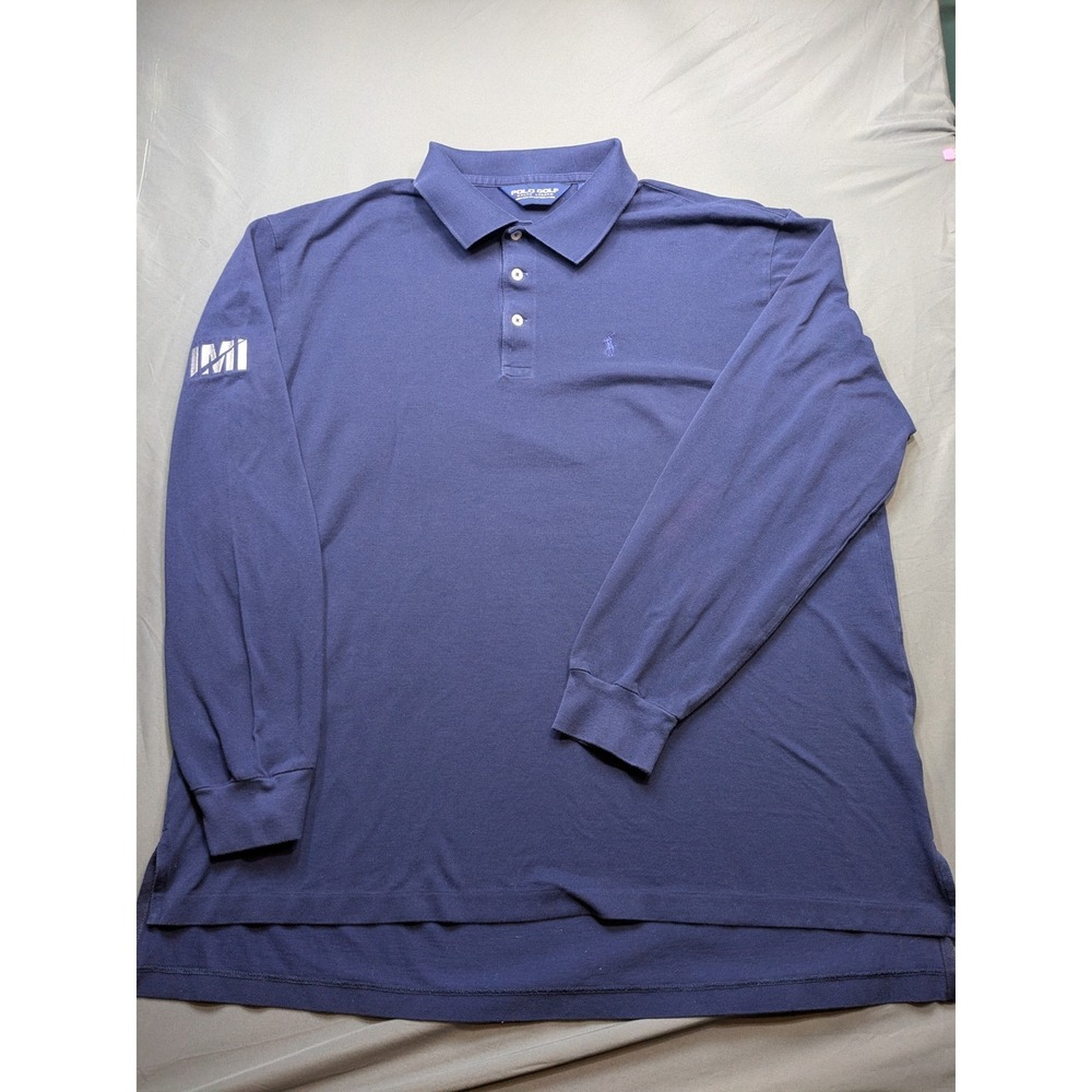 Polo Golf Ralph Lauren Mens XL Navy Blue Long Sleeve Cotton Polo Shirt